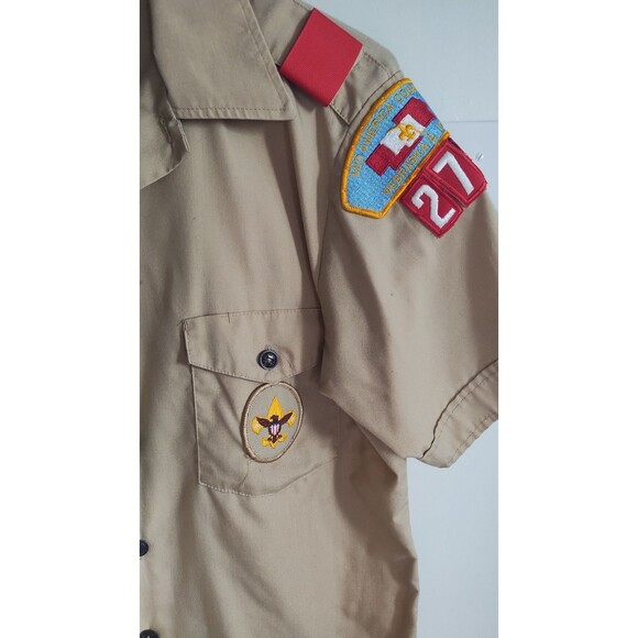 Vintage Boy Scouts of America Shirt  Beige Short Sleeve Nebraska Iowa Youth XL? - Picture 3 of 6